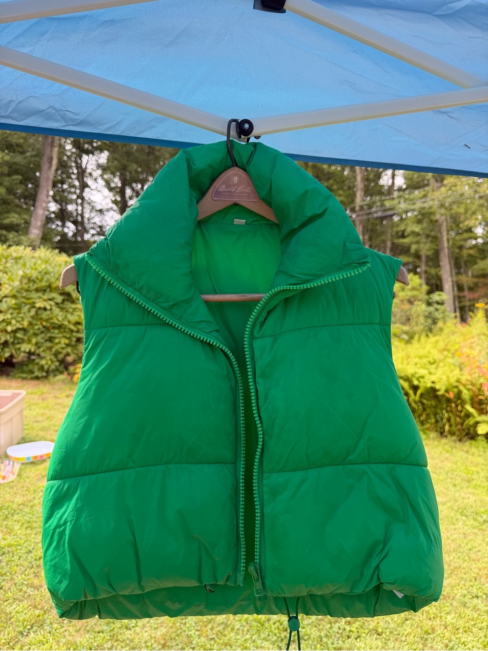 Green Puffer Vest Cropped - Lightweight Cozy Jacket